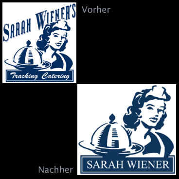 Logo Sarah Wiener, vorher und nachher