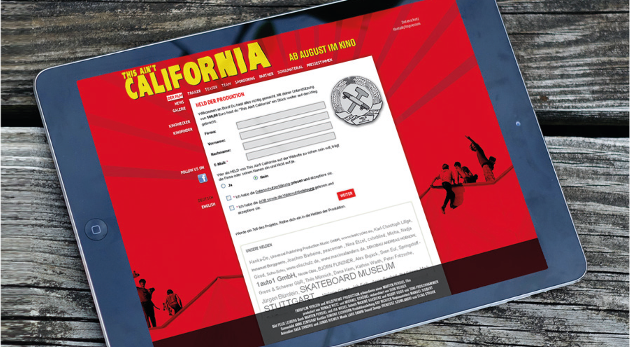 This Aint California: Website mit Spendenformular auf einem Tablet-Monitor